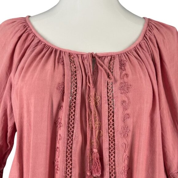 Studio West Womens 2X Blouse Ombre Boho Tunic Embroidered Bell Tie Dye - Picture 3 of 9